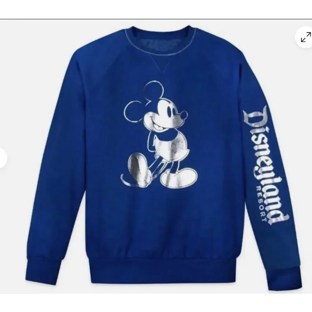 Disneyland Blue Crewneck Sweater Wishes Come True Mickey Mouse Pullover Small